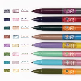 WRITECH Retractable Gel Ink Pens: Multi Colored 2 in 1 Colorful Click Pen Assorted Color 8ct Extra Fine Point Tip 0.5mm Journaling Smooth Writing Note Taking Coloring No Bleed & Smear & Smudge