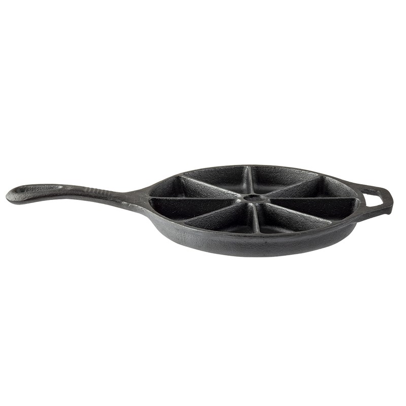 TableCraft 10750 Cast Iron Round Corn Bread Skillet with Handle,