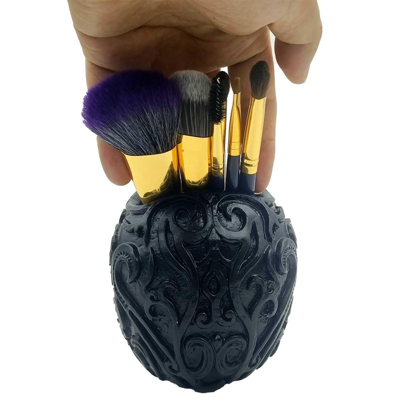 CUZOKOLA Goth Accessories Black Skull Decor for Pen Holder with