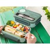 1.3L 4 Compartment Insulated Portable Plastic Bento Lunch Box, Microwaveable,