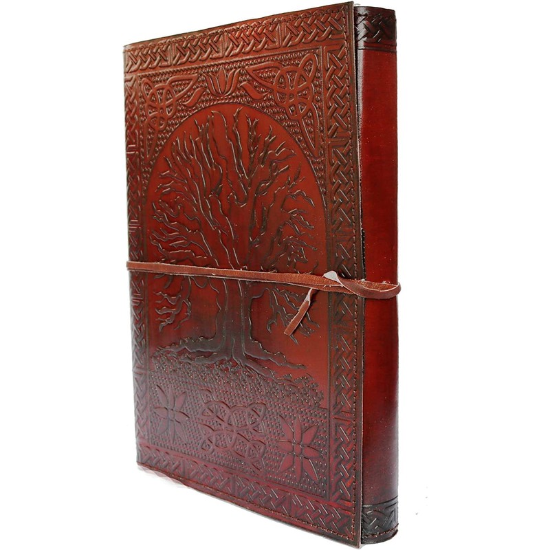 HG-LTHR A5 Tree of Life Leather Blank Book grimoire Leather