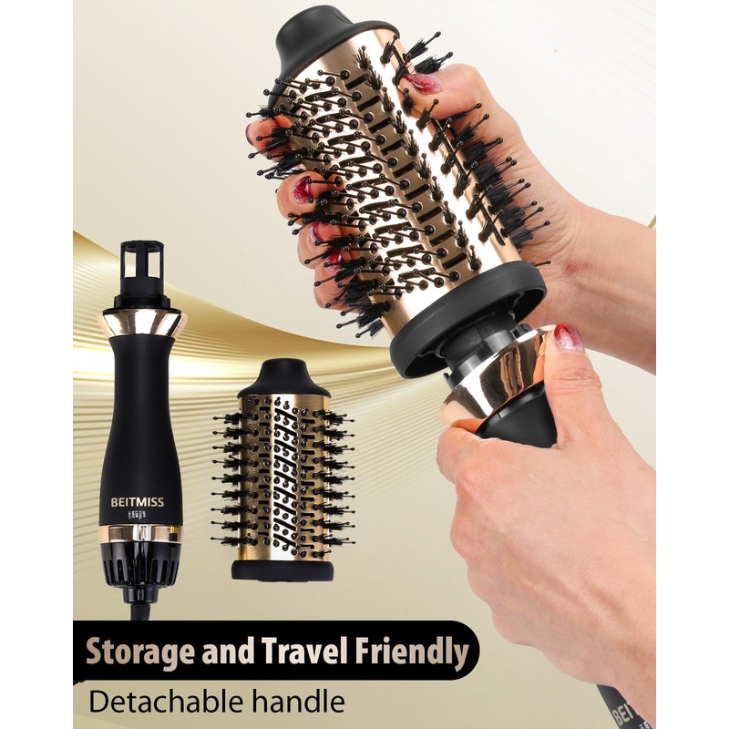 Blow Hair Dryer Brush: Detachable 4-in-1 with Ionic Technology, Brush-Blow-Dryer