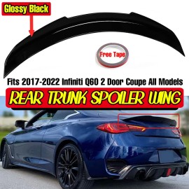 HAN For 2017-2022 Infiniti Q60 PSM-Style Gloss Black Rear Trunk Lid Spoiler Wing Lip