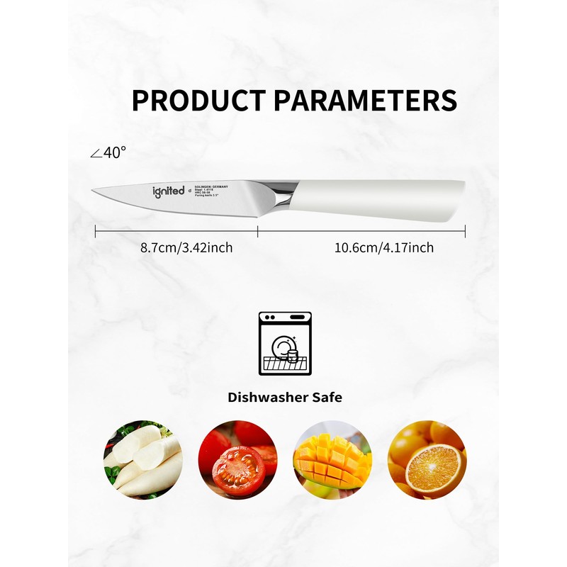 IGNITED CUTLERY 3.5 Inch Paring Knife – German Stainless Steel,