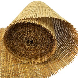 MINHKUST 24" Width Natural Brown Dark Square Rattan Webbing Roll 9 Feet Length for Caning Projects Woven Mesh Cane for Furniture, Chair, Cabinet, Ceiling (9 FEET)
