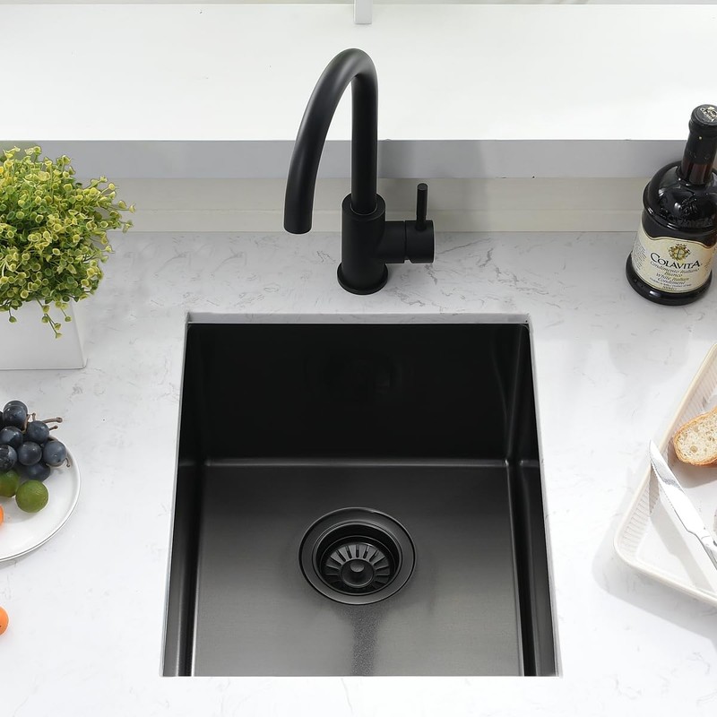 15inch Undermount Bar Sink Black -VOKIM 15 x18 Small Kitchen