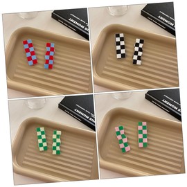 Healeved 4pcs Women Clip Set Wave Plaid Hairpin Hair Bows Hairpin No Crease Fashion Pattern Hair Accessories for Women Random Color