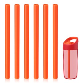 6pcs Replacement Straws for Gatorade Kids Rookie Metal Water Bottle, Reusable Plastic Straws for Gatorade Kids Rookie Metal Water Bottle Accessories (Orange)