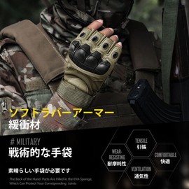 ZVCXOE Tactical Gloves, Half Finger, Airsoft Gloves, Military Fingerless Gloves, Airsoft Equipment, Anti-Slip, Durable, Adjustable Wrist, For Bicycles, Motorcycles, Outdoors, Army Green, armygre
