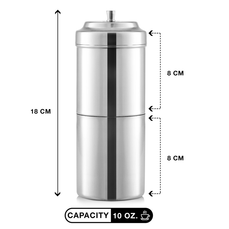 KSJONE South Indian Filter Coffee Maker 10 oz, 4-6 Cups
