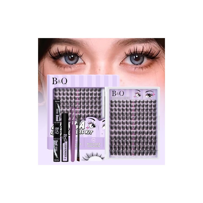 B&Q Kit de Pestañas Anime 8-18mm 144 Clústeres Extensión Gruesa