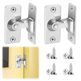2PCS 90 Degree Bathroom Door Lock,Right Angle Sliding Door Locking Latch,90 Degree Door Lock,Door Latch Rotate Bolt,Flip Sliding Barn Door L ock for 90 De gree for Garden Bathroom Kitchen(Silver)