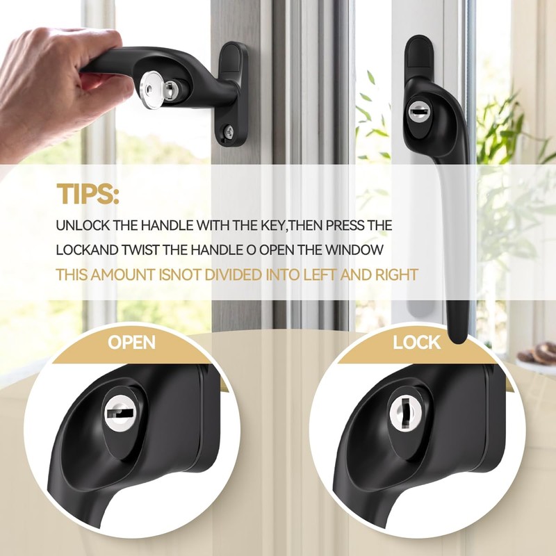 Bwintech 2 Pcs Offset Black UPVC Aluminium Window Handle,Left Hand,
