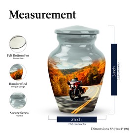 KARYLIZ Motorcycle Memorial Urns for Human Ashes Male & Female Burial CremationFuneral Urn for Women - Mini Keepsake 3 Inch
