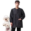 Dog Grooming Smock Long Sleeves Water-Repellent Hair-Proof (Black, M)