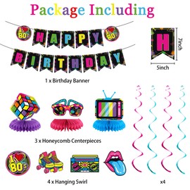 Holkcog 80s Party Decorations, 80’s Theme Birthday Party Decorations Supplies, 1980’s Party Supply With Back To The 80's Banner Backdrop , Radio and Rock Guitar Ballons, 90s Theme Birthday Decor women