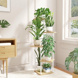 Bamworld White Plant Stand Indoor,Corner Metal Plant Shelf for Multiple Plants,5 Tier Tall Flower Stand for Patio Garden Balcony Living Room Bedroom
