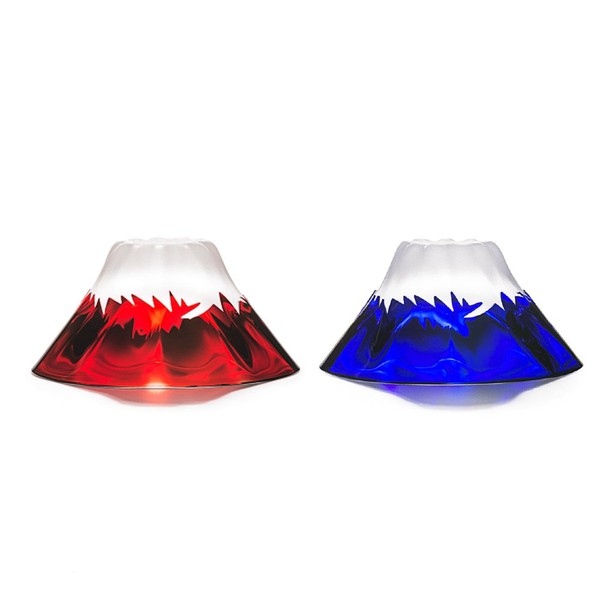 Tajima Glass TG13-013-2 TG13-013-2 Blue Red Pair 2.0 fl oz (55 ml), Handmade, Edo Glass, Ochoko, Mt. Fuji Celebration Cups, 2 Pieces