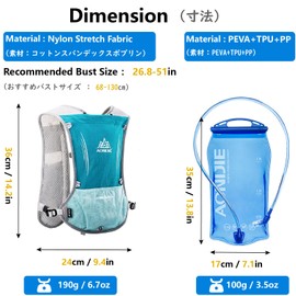 JEELAD Running Hydration Vest Trail Running Backpack BPA-Free Leak-Proof Running Water Bottles for Marathon Biking Hiking Cycling Outdoor (#02 Light Blue (5L) - with 1.5L SD Water Bladder, One Size)