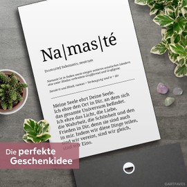 ARTFAVES® Wooden Picture - German Word Explanation / Duden Definition: Namasté Decorative Wall Picture Wooden Sign with Slogan 19 x 28 x 1 cm Living Room Bedroom Black and White