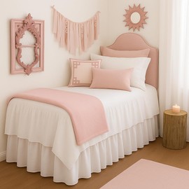 Cottingon Twin XL 42 Inch Drop Extended Dorm Room Bed Skirt,100% Microfiber College Bed Essentials Extra Long Size Dust Ruffle,White