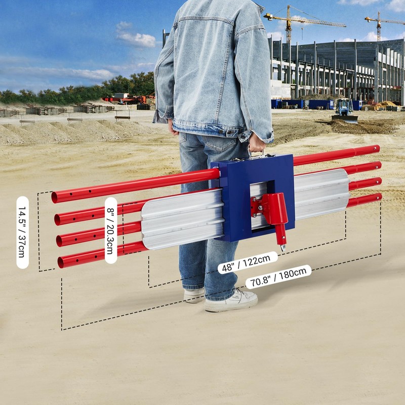 Towallmark 48x8" Magnesium Concrete Bull Float Kit, Professional Round End