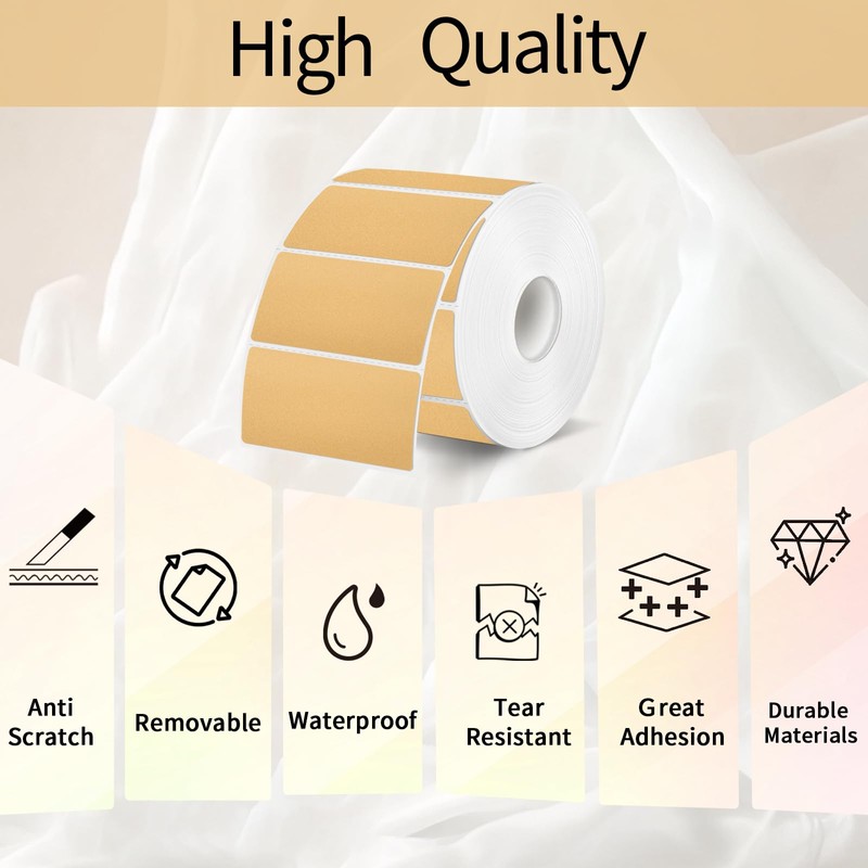 Brown Thermal Labels Stickers, 3x2 inch Direct Thermal Labels Stickers
