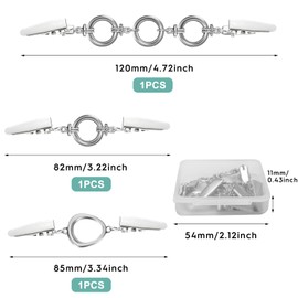 Pack of 3 Vintage Cardigan Clips, 82/85/120 mm Pullover Clips, Metal Cardigan Clip, Vintage Creative Cardigan Clip, Collar Closure Scarf Clips, Scarf Clips for Men and Women (3 Styles), Metal