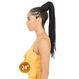 New Born Free Synthetic Hair Braid Ponytail Beautiful Box Braid Looser Ends Easy Styling 24 Inch 30 Inch 36 Inch - PBB 36 Inch (1B)