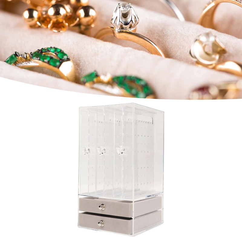 5 Drawers Acrylic Earring Holder Dustproof Storage Display Transparent Acrylic