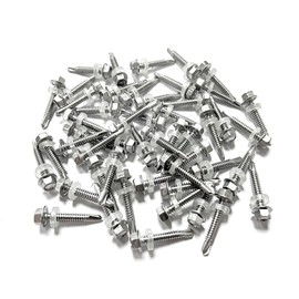 NILLOS Self Tapping Screws, 50 PCS Hex Washer Head Self Drilling Screws for Wood, Metal Fastened, Furniture (Long 36 mm/1.41 in)