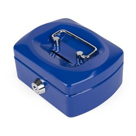 VEPATIM Geldkassette Spardose mit Sparschlitz mit entnehmbaren Münzfach 125 mm blau