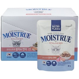 뉴트리플랜 모이스트루 참치와 연어 80g x 12개 고양이간식 습식파우치 음수량 생선 NutriPlan Moist Tuna and Salmon 80g x 12 Cat Treats Wet Pouch Hydration Fish