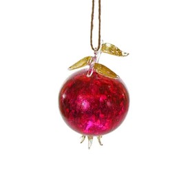 The Bridge Collection Shimmering Pomegranate Ornament - Pomegranate Fruit Christmas Tree Ornaments - Greek Fruit Ornaments for Foodies