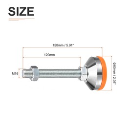 DTGN M16x120x60mm(DxLxW) Leveling Feet -4Pack- Good for Furniture Workbench Machine - Carbon Steel Non-Skid Anti-Shock Adjustable Swivel Levelers - Yellow