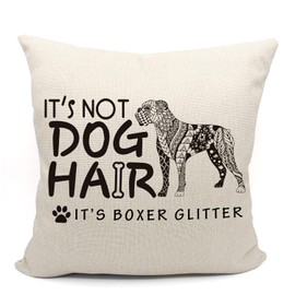 It's Not Dog Hair It's Boxer Glitter Throw Pillow Case, Dog Lover Gifts, Funny Boxer Decor, Boxer Lover Gift, Boxer Mom Gift, Boxer Owner Gift, 18 x 18 Inch Linen Cushion Cover for Sofa Couch