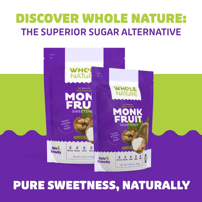 Whole Nature 100% Monk Fruit Sweetener With Erythritol Granulated -