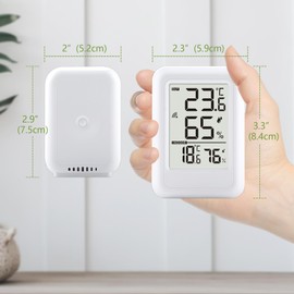 Indoor Outdoor Thermometer Hygrometer Wireless, Temperature Humidity Monitor with 330FT Range Remote Sensor, Max/Min Record, ℃/℉ Switch for Home, Office,Greenhouse, Baby Room (Type B)