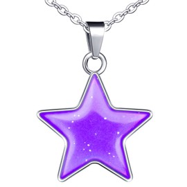 INFINIONLY Stainless Steel Necklace Pendant for Men and Women, Creative Star Chain, Temperature Sensitive Necklace, 50 cm Chain, The Colour of the Pendant Changes with Temperature, Metal