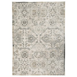 Signature Design by Ashley Kilkenny Traditional 5 x 7 Medium Pile Botanical Themed Rug, Cream, Gold & Gray