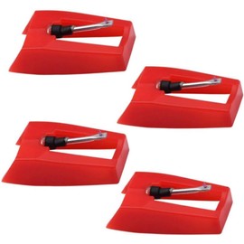 4 Pack Turntable Replacement Needles for Various Portable Suitcase Record Player, Turntables, LP, Phonograph - Red