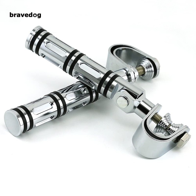 Bravedog Motorcycle Highway Foot Pegs Rest Black 25-32mm Engine Guard