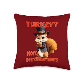 Cute Vegetarian Kids & Toddlers Thanksgiving Fall Chipmunk Throw Pillow