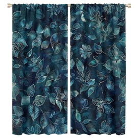 TOWINSFB Rustic Floral Botanical Blackout Curtains for Living Room Bedroom, Classic Nature Plant Leaf Window Curtains Rod Pocket Thermal Insulated Window Drapes, 2 Panels, Each 21W x 45L
