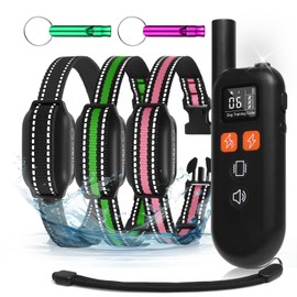 3 Dogs Training Collar with Remote 3 Pack - 3300FT Rechargeable, IPX7 Waterproof Dog Training Collar with Fashlight, E Collar for Small Medium Large Dogs(5-150lbs) - 4 Training Modes, Adjustable Strap