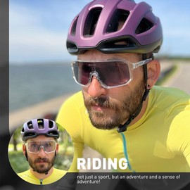 SCVCN Photochromic Cycling Glasses for Men Women Photochromatic Sports Sunglasses Clear Cycling MTB Cycling Glasses Running Volleyball Tennis Softball Mountaineering Golf Hiking 531