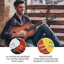 60 PCS Púas para Guitarra,6 Grosores Mixtos con Cejilla y Estuche,Plectros ABS de Superficie Mate para Guitarra Eléctrica Acústica Clásica Combo Perfecto Guitarristas Principiantes