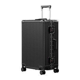 AnyZip Luggage PC+ABS Aluminum Frame Zipperless Checked Luggage Hard Shell Suitcase with TSA Lock Double Spinner Wheels 24 Inch Black