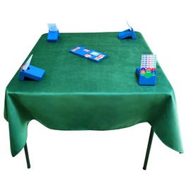 TSB Anti-Slip Bridge Cards Table Cloth Covers 55 by 55 inch - Heavy Duty Velvet Cards Table Covers - Fits Cards Table with Hard Tabletop Size 31 to 45 inch - Solid Color Green