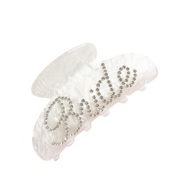 Bride Hair Clips - White Acrylic Hair Clip with Rhinestone Bride Logo - Bride Bridesmaid Gift for Wedding, Banana Barrettes Bachelorette Party Decorations Accessory - Rhinestone, Classy, Female